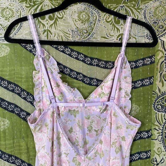RARE Y2K Victoria's Secret Purple Floral Chiffon Babydoll Mini Dress Size Medium - Picture 11 of 16